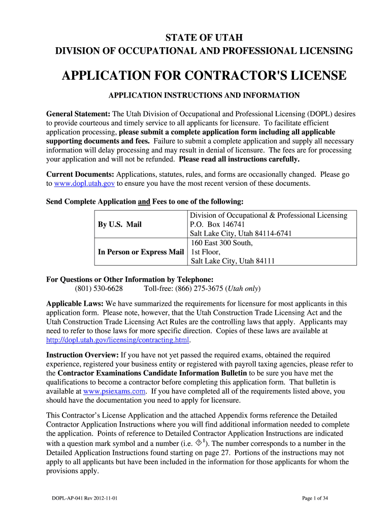 Get and Sign Utah Dopl Application 2012-2022 Form