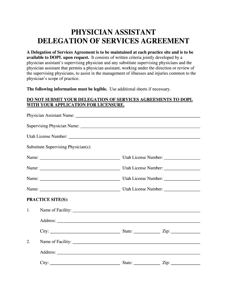 Delegation of Services Agreement  Form