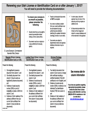 Applying for a Utah License or Identification Card Publicsafety Utah  Form