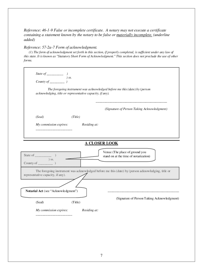 Utah Notary Practice Test  Form