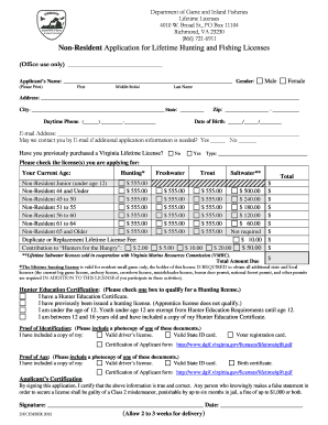 Virginia Lifetime Fishing License Online  Form