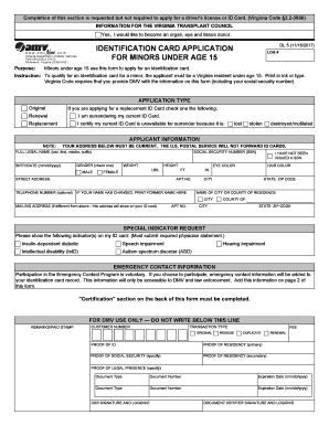  State of Virginia Insurance ID Card Fillable Form 2021