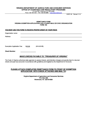 Virginia Exemption Application Charitable Civic Organization Form