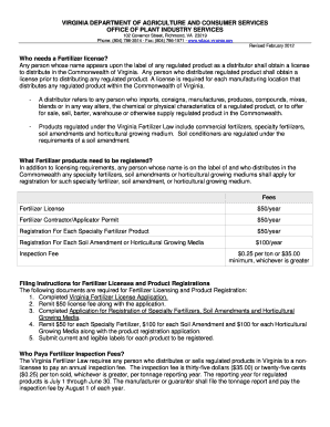 Virginia Fertilizer Registration  Form