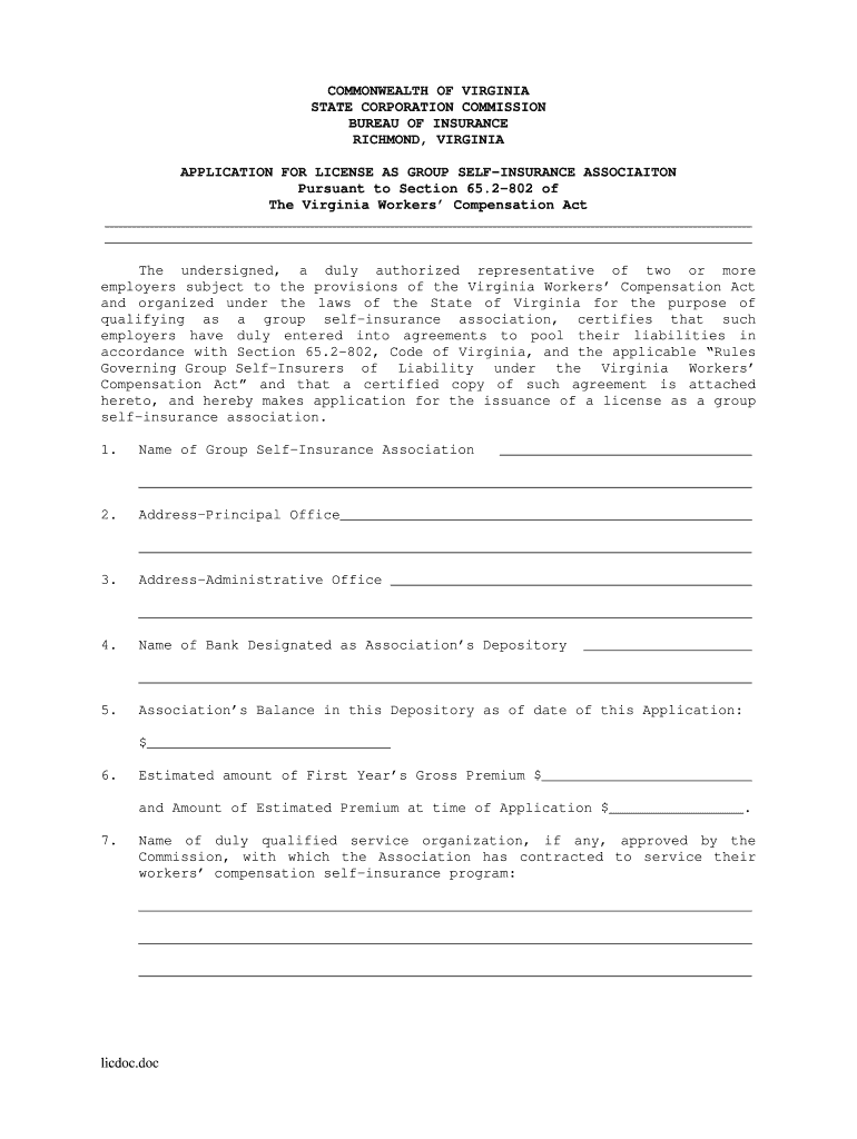 REQUIREMENTS for ORGANIZING and LICENSING of a Scc Virginia  Form