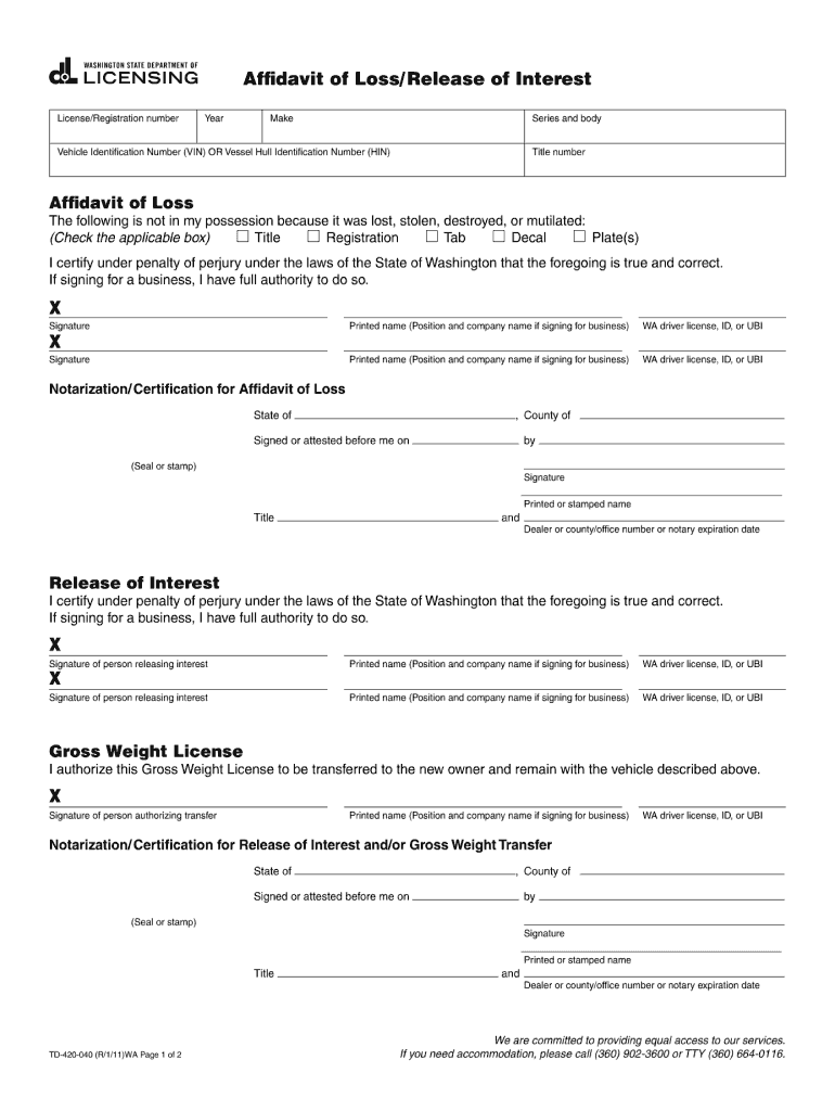  Td 420 040  Form 2011