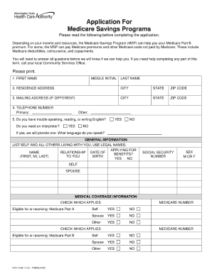 Medicare Savings Program Washington State  Form