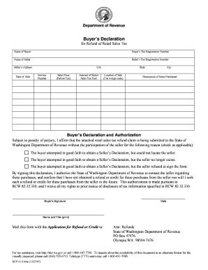 Washington State Declaration of Buyer and Seller Form