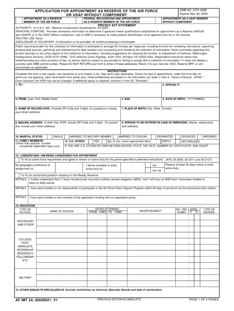  Af Form 24 2002-2024