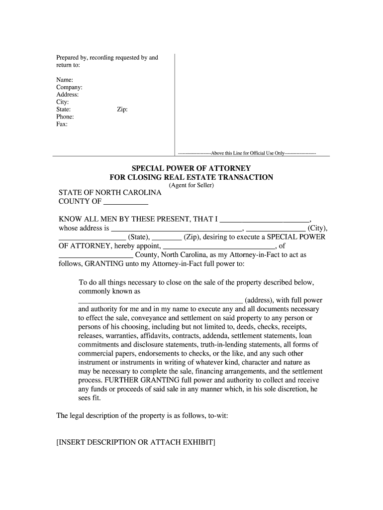 Nc Reaestate Poa Form