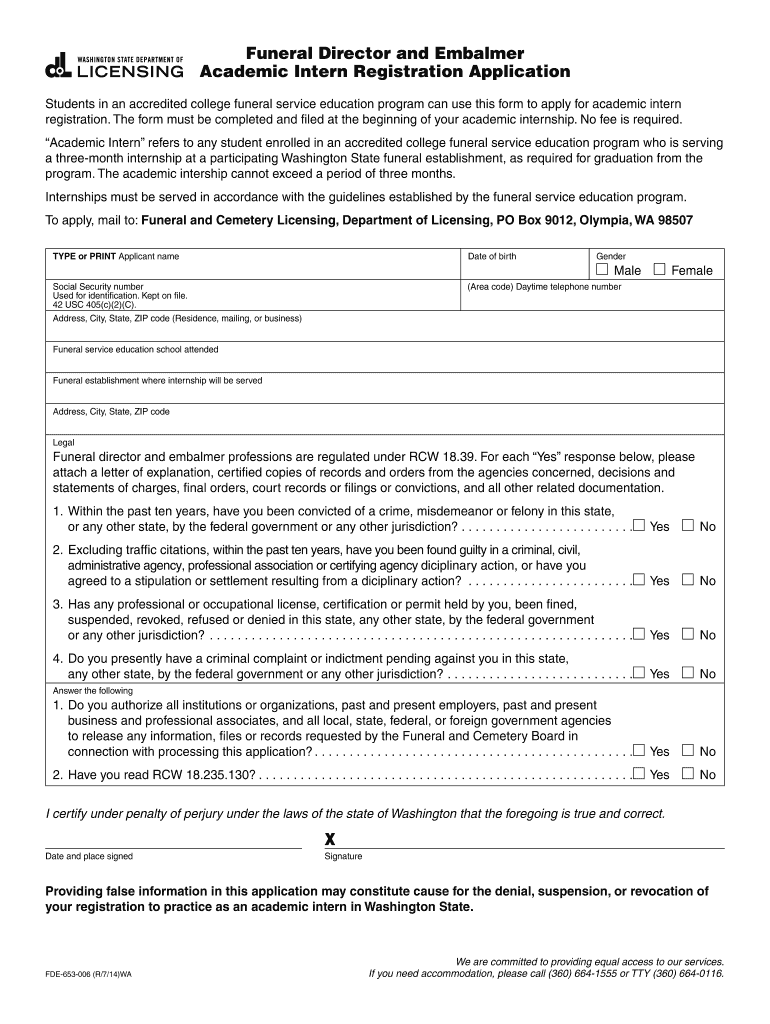 Academic Intern Registration Application X Dol Wa  Form