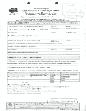 I Application for a Water Right Permit Fortress Wa  Form