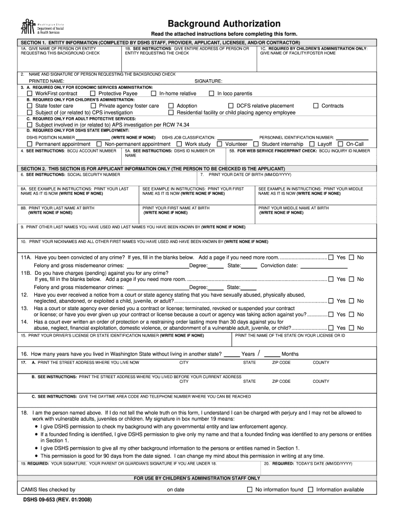 Dshs Background Mailing Address Form