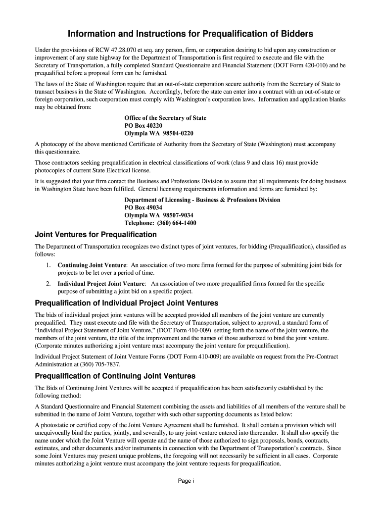  Ws Dot Prequalification Application Form 2004