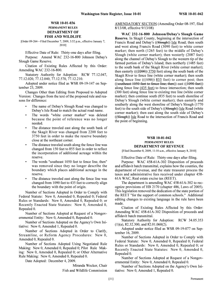 Washington State Register, Issue 10 01 Apps Leg Wa  Form