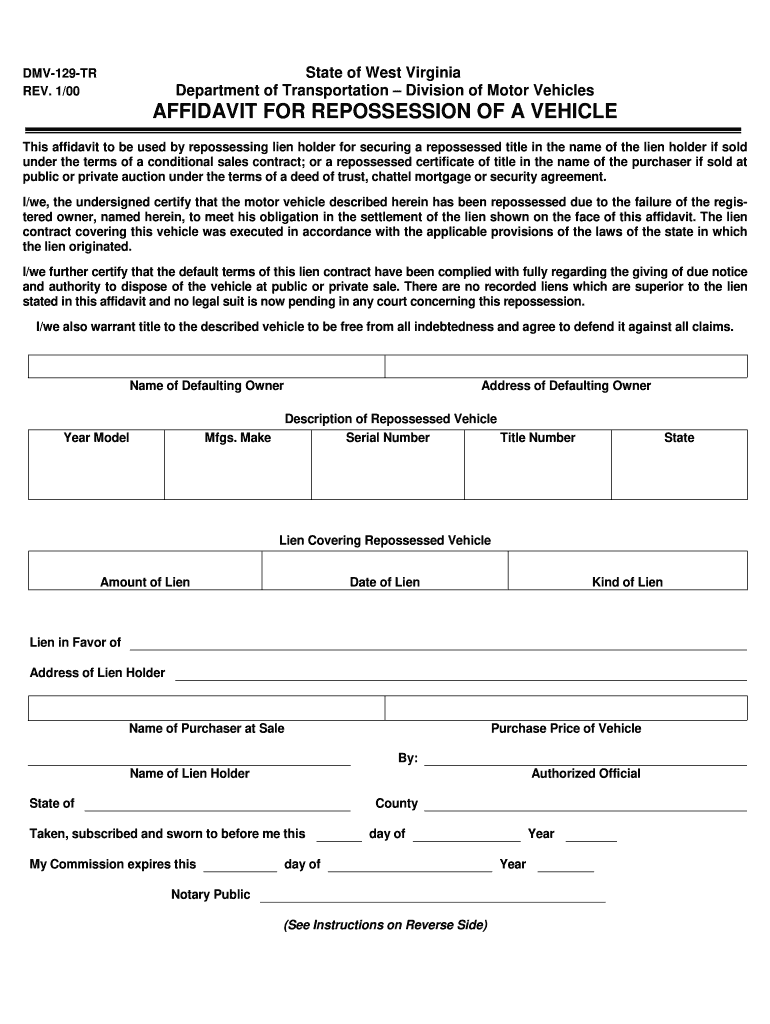  Repo Order  Form 2000