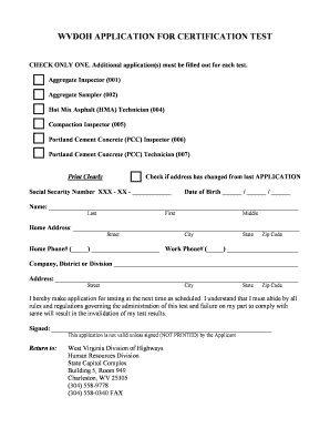 Wvdoh Job Application  Form