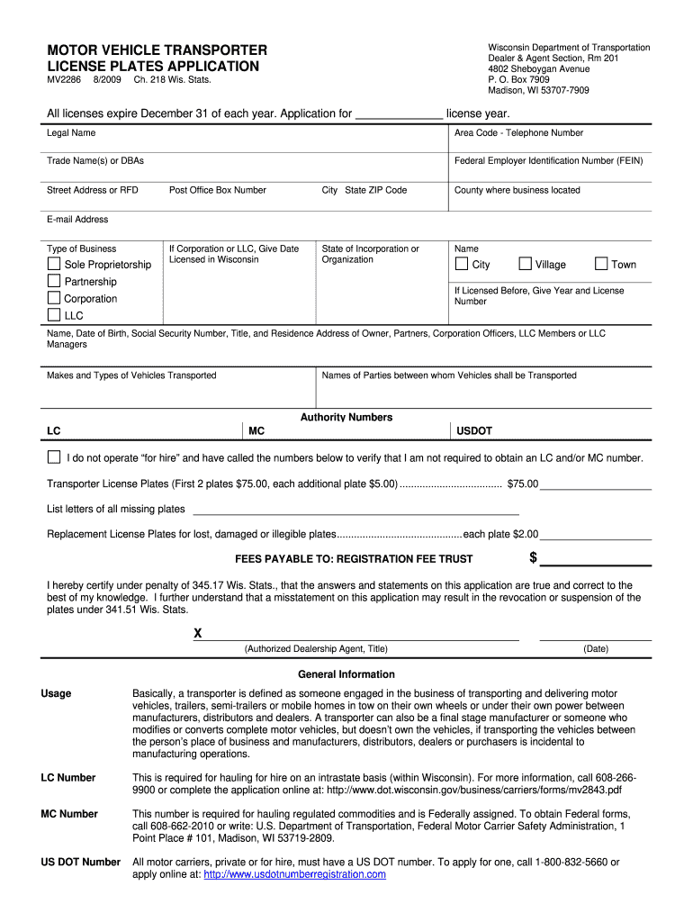 Get and Sign Department of Transportation Wi 2009-2022 Form