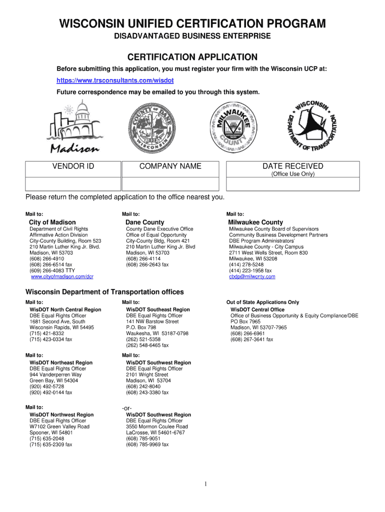 Wisconsin Ucp Dbe Directory  Form