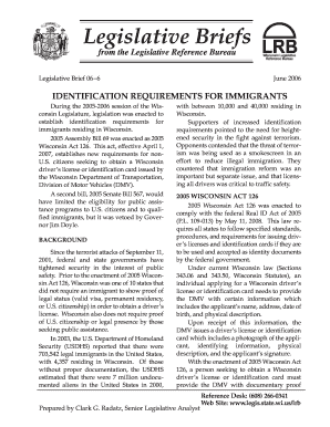 Identification Requirements for Immigrants Wisconsin State Legis Wisconsin  Form