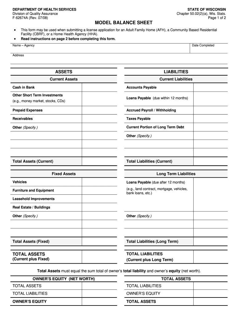 Get and Sign Show Examples and Samples of Balance Sheet 2008-2022 Form