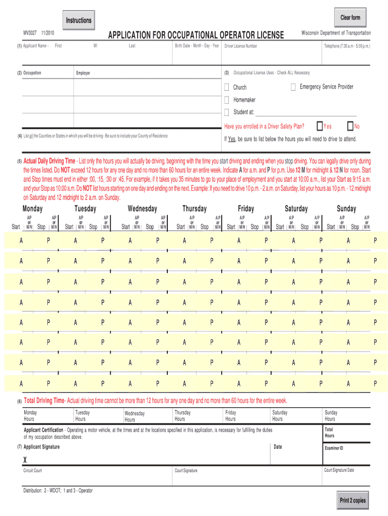  Mv3027 Wisconsin  Form 2010