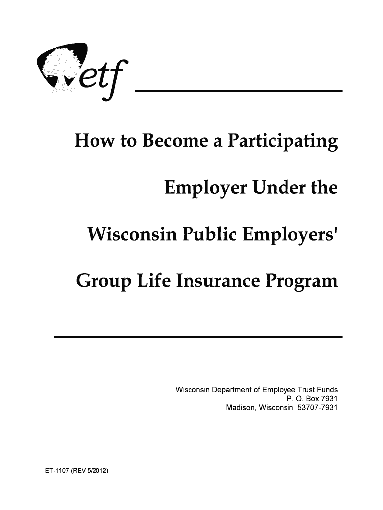 How to Become a Participating Employer under the Wisconsin Public Employers' Group Life Insurance Program  Etf Wisconsin  Form