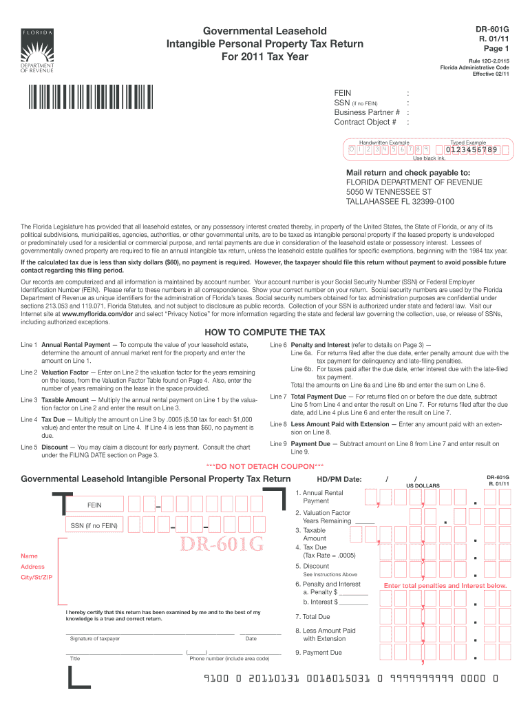  Dr 601g  Form 2011