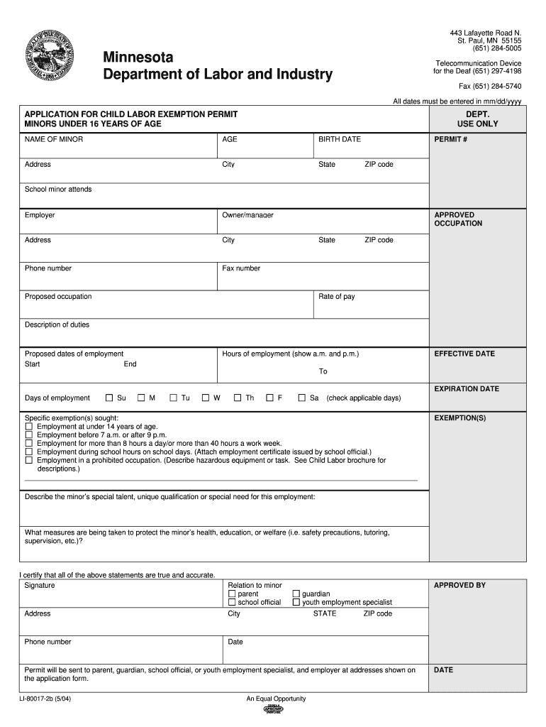 Minnesota Department of Labor and Industry Labor Standards Prevailing Wage 443 Lafayette Road North St  Dli Mn  Form