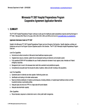 Minnesota FY Hospital Preparedness Program Cooperative Health Mn  Form