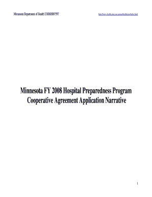 Minnesota FY Hospital Preparedness Program Health Mn  Form