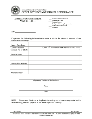  Puerto Rico Application for Authority Renewal Form 2009-2024