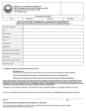 APPLICATION for PHARMACIST LICENSURE by RECIPROCITY Pharmacytest Az  Form