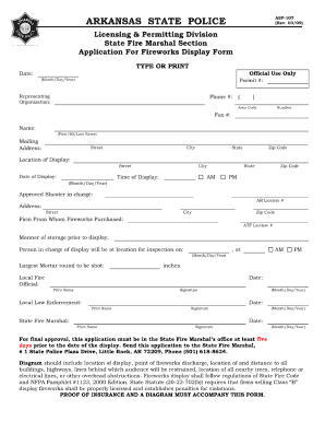 Fireworks Arkansas Display Permit Application Form