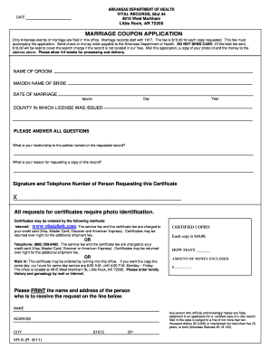 Marriage Coupon Arkansas Form