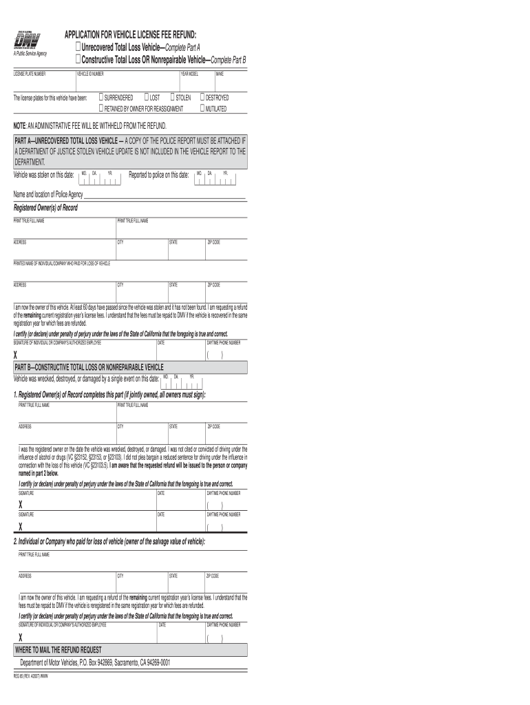  California Vehicle Moving Permit Form 2007-2024