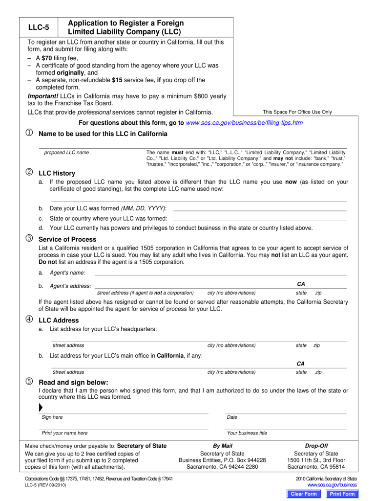  Llc 5 Ca 2010
