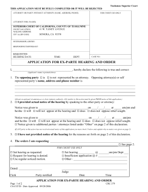 Processing Period of Ex Parte Application for Wage and Earnings Assignment Order in California Form