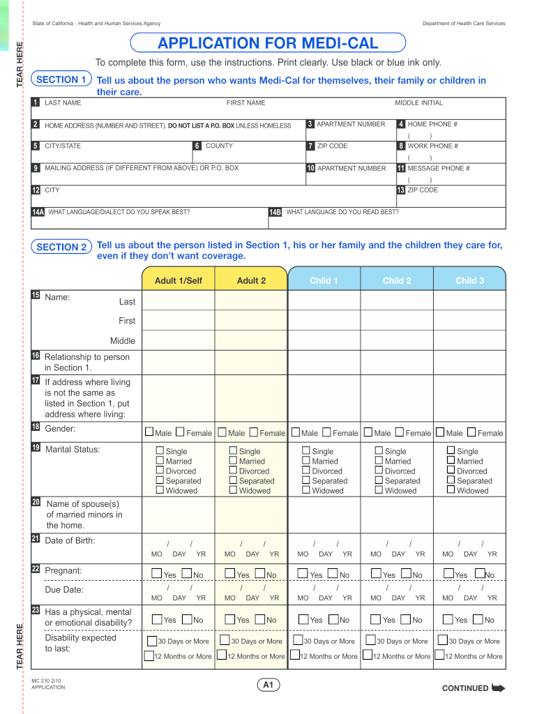  Medi Cal Application PDF 2010-2024