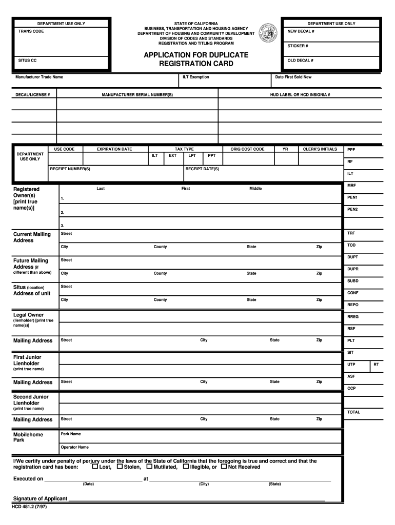  What is a Hcd Rt 481 2 Form 1997-2024