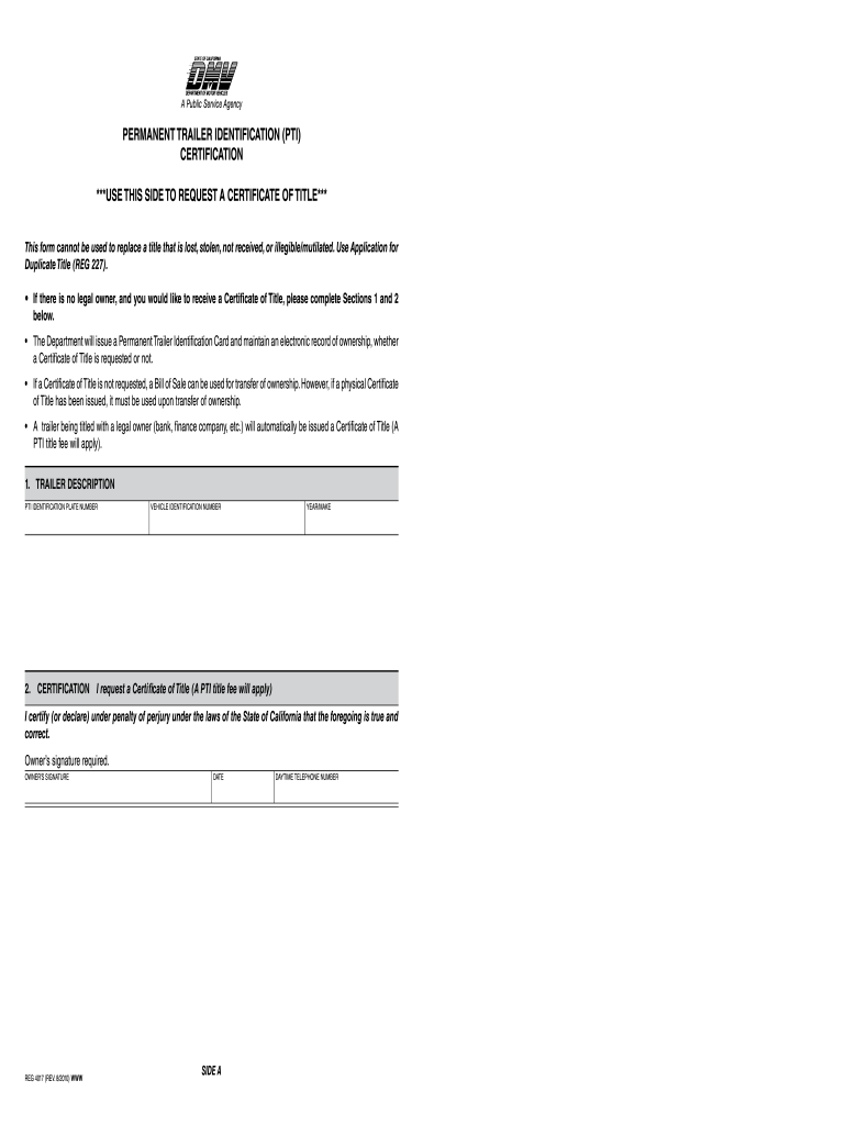 Permanent Trailer Identification  Form