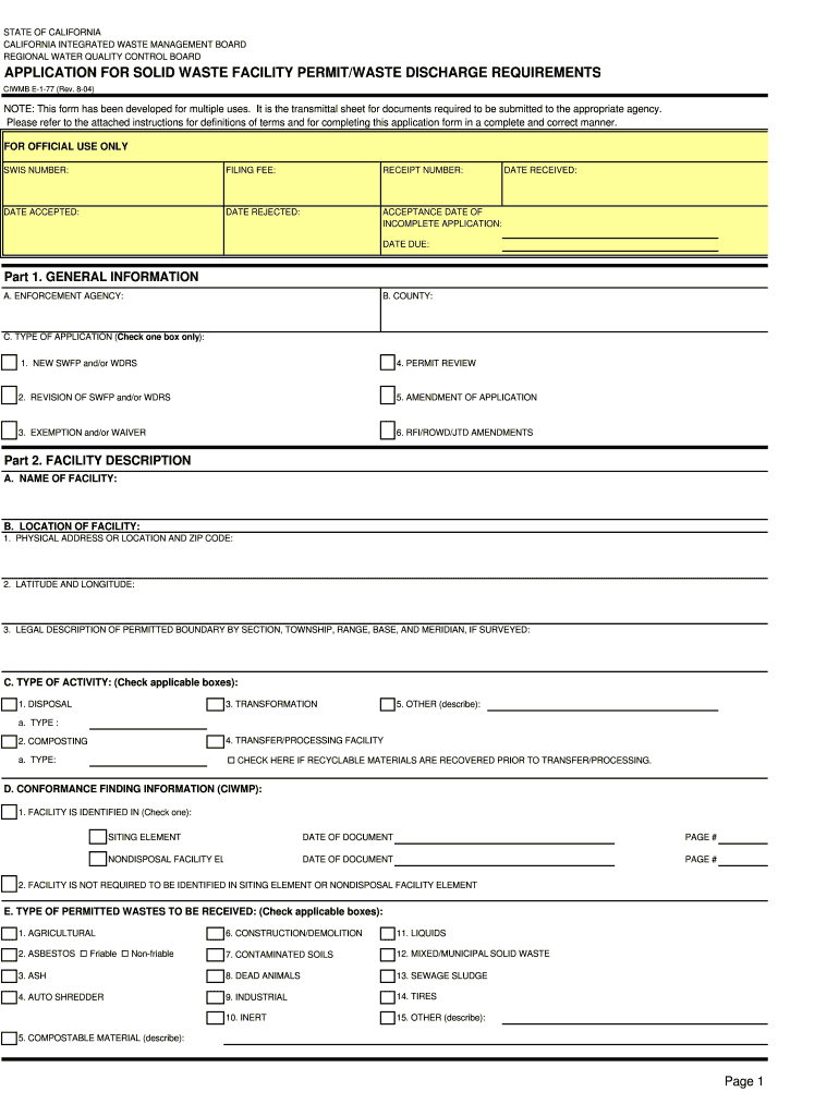 Dec Application for a Solid Waste Permit Fillable Form