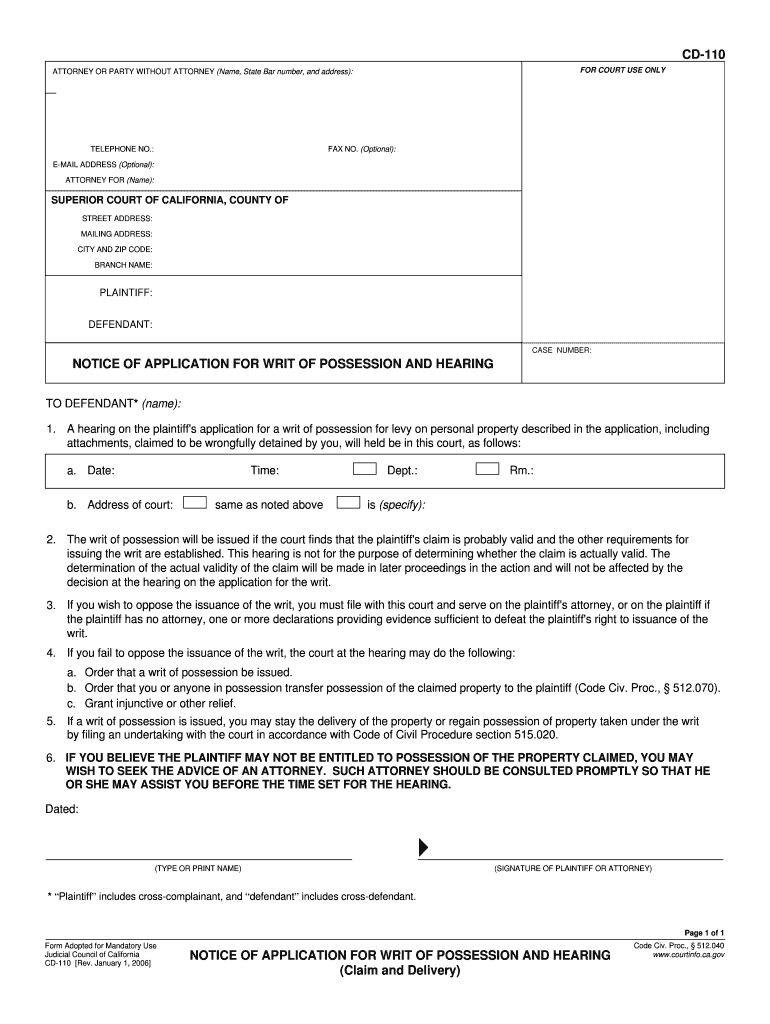 Cd 110 Form