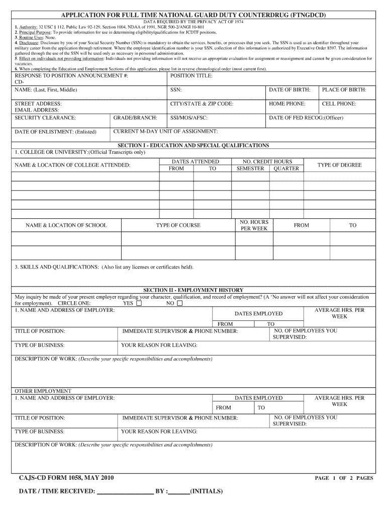 Get and Sign Cd Form 1058 2010-2022