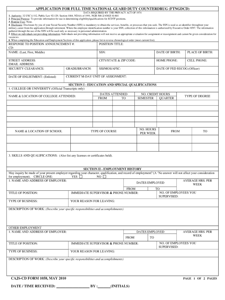  Cd Form 1058 2010-2024