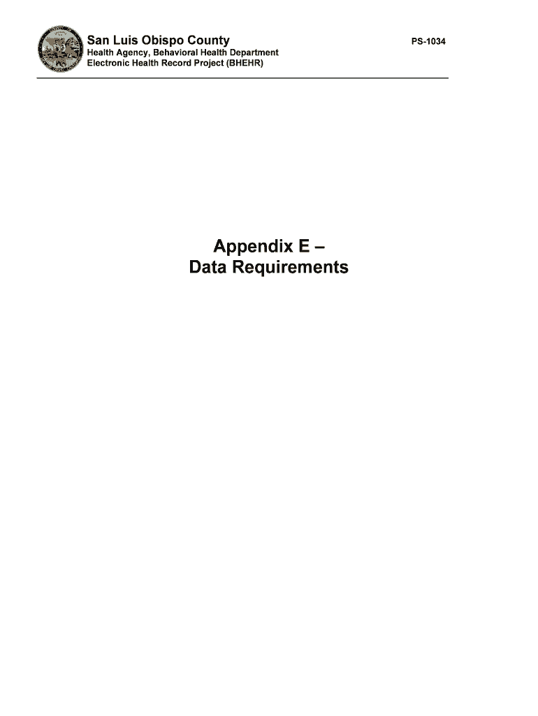 Appendix E Data Requirements Slocounty Ca  Form