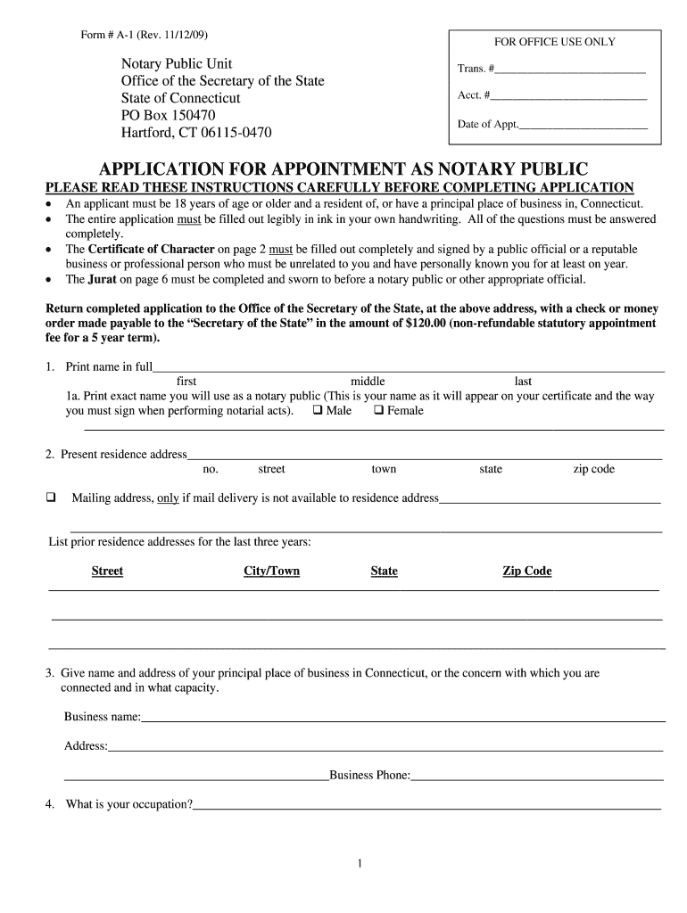 Notary Application Ct  Form