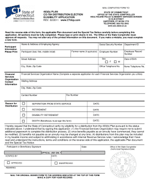 403b PLAN CO 784 DISTRIBUTION ELECTION ELIGIBILITY Osc Ct  Form