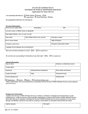 Intern Application the State of Connecticut Website  Form