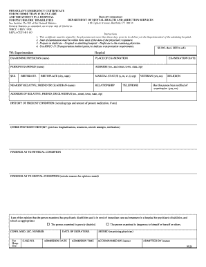 Physician Emergency Certificate Ct  Form